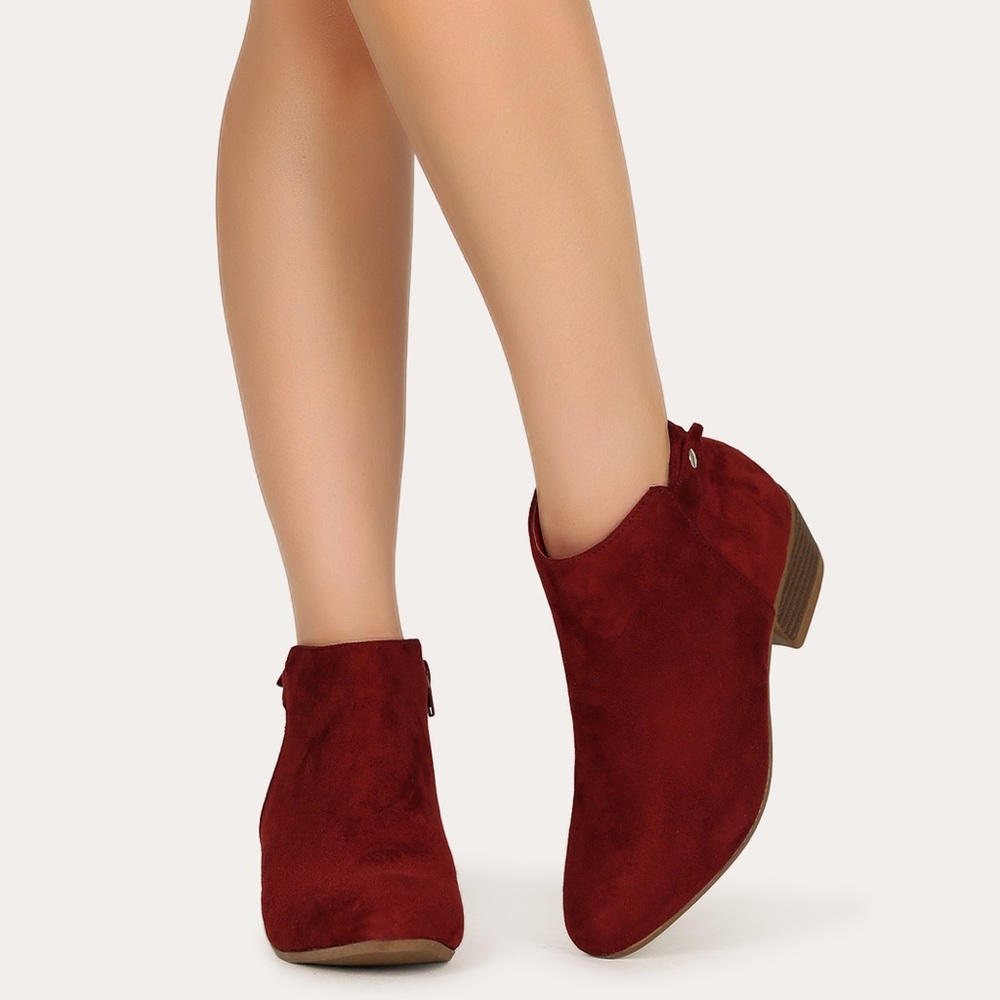 Room of Fashion Almond Toe Stacked Ankle Booties